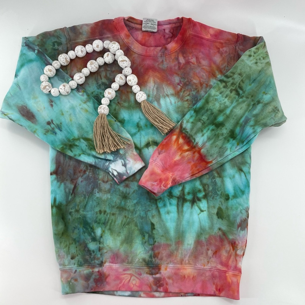 Ice dyed crew neck sweatshirt